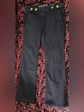 Nautica Women's Black Boot-Cut Jeans with Gold Accent Buttons